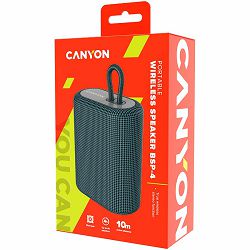 CANYON BSP-4, Bluetooth Speaker, BT V5.0, BLUETRUM AB5365A, TF card support, Type-C USB port, 1200mAh polymer battery, Dark grey, cable length 0.42m, 114*93*51mm, 0.29kg
