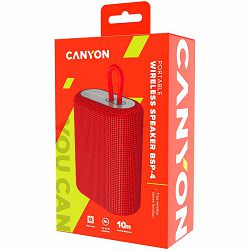 Canyon BSP-4 Bluetooth Speaker, BT V5.0, BLUETRUM AB5365A, TF card support, Type-C USB port, 1200mAh polymer battery, Red, cable length 0.42m, 114*93*51mm, 0.29kg