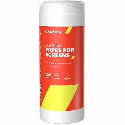 CANYON CCL11, Screen Cleaning Wipes, Wet cleaning wipes made of non-woven fabric, with antistatic and disinfectant effects, 100 wipes, 80x80x185mm, 0.258kg