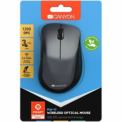 CANYON Canyon 2.4 GHz Wireless mouse,with 3 buttons, DPI 1200, Battery:AAA*2pcs,Black,67*109*38mm,0.063kg