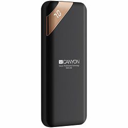 CANYON Power bank 5000mAh Li-poly battery, Input 5V/2A, Output 5V/2.1A, with Smart IC and power display, Black, USB cable length 0.25m, 115*50*12mm, 0.120Kg