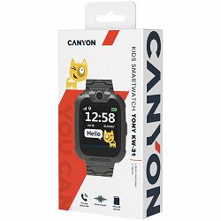 CANYON Tommy KW-31, Kids smartwatch, 1.54 inch colorful screen, Camera 0.3MP, Mirco SIM card, 32+32MB, GSM(850/900/1800/1900MHz), 7 games inside, 380mAh battery, compatibility with iOS and android, Bl