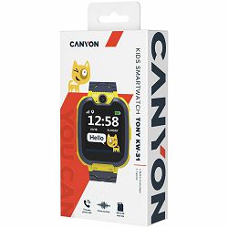 CANYON Tony KW-31, Kids smartwatch, 1.54 inch colorful screen, Camera 0.3MP, Mirco SIM card, 32+32MB, GSM(850/900/1800/1900MHz), 7 games inside, 380mAh battery, compatibility with iOS and android, Yel