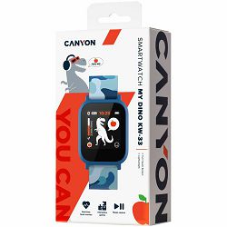 CANYON My Dino KW-33, Teenager smart watch, 1.3 inches IPS full touch screen, blue plastic body, IP68 waterproof, BT5.0, multi-sport mode, built-in kids game, compatibility with iOS and android, 155mA