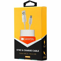 CANYON Micro USB cable, 1M, White