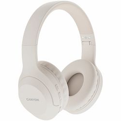 CANYON BTHS-3, Bluetooth headset,with microphone, BT V5.1 JL6956, battery 300mAh, Type-C charging plug, PU material, size:168*190*78mm, charging cable 30cm and audio cable 100cm, Beige