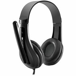 CANYON HSC-1 basic PC headset with microphone, combined 3.5mm plug, leather pads, Flat cable length 2.0m, 160*60*160mm, 0.13kg, Black
