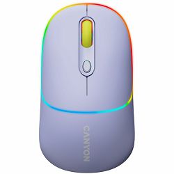CANYON MW-22, 2 in 1 Wireless optical mouse with 4 buttons,Silent switch for right/left keys,DPI 800/1200/1600, 2 mode(BT/ 2.4GHz),  650mAh Li-poly battery,RGB backlight,Mountain lavender, cable lengt