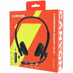 CANYON PC headset HS-07 PC Mic 3.5/USB Flat 2.8m Black