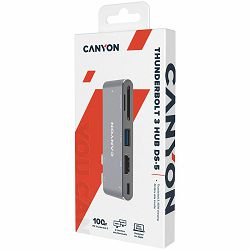 CANYON DS-5, Multiport Docking Station with 7 port, 1*Type C PD100W+2*HDMI+1*USB3.0+1*USB2.0+1*SD+1*TF. Input 100-240V, Output USB-C PD100W&USB-A 5V/1A, Aluminum alloy, Space gray, 104*42*11mm, 0.046k