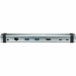 CANYON DS-6 Multiport Docking Station with 7 ports: 2*Type C+1*HDMI+2*USB3.0+1*RJ45+1*audio 3.5mm, Input 100-240V, Output USB-C PD 5-20V/3A&USB-A 5V/1A, with type c to type c cabel 0.3m, Space gray, 2