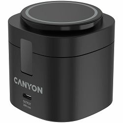 Canyon 4 in 1 Wireless Charging Stand, 30W max, Size: 70x70x70.3mm, weight: 414g, with 65W charger and 1M cable, black