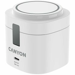 Canyon 4 in 1 Wireless Charging Stand, 30W max, Size: 70x70x70.3mm, weight: 414g, with 65W charger and 1M cable, white