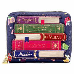 LOUNGEFLY DISNEY PRINCESS BOOKS AOP FAUX LEATHER ZIP AROUND - 671803363502
