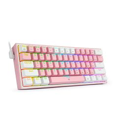 KEYBOARD - REDRAGON FIZZ K617 RGB WIRED PINK/WHITE RED SWITCH - 6950376706782