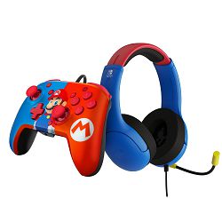 PDP NINTENDO SWITCH WIRED AIRLITE HEADSET & REMATCH CONTROLLER - MARIO BUNDLE - 708056070298