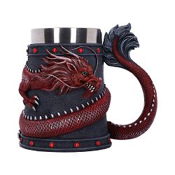 NEMESIS NOW DRAGON COIL TANKARD RED 16CM - 801269146139