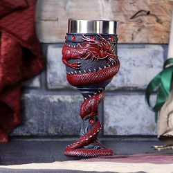 NEMESIS NOW DRAGON COIL GOBLET RED 20CM - 801269146115