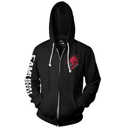 JINX CYBERPUNK 2077 BIGGEST FAN ZIP-UP HOODIE LARGE BLACK - 889343133749