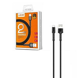 LDNIO LIGHTNING APPLE USB kabel 2M - črne barve - 6933138640647