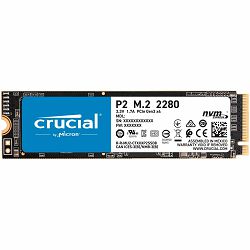 Crucial SSD 1000GB P2 M.2 NVMe PCIEx4 80mm Micron 3D NAND 2400/1800 MB/s, 5yrs, EAN: 649528823472