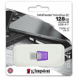 Kingston 128GB DataTraveler microDuo 3C 200MB/s dual USB-A + USB-C, EAN: 740617328165