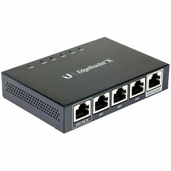 Ubiquiti EdgeRouter X,5-port Gigabit router with advanced network management and security features,1 x GbE with 24V passive PoE RJ45 input,3 x GbE RJ45 ports,1 x GbE PoE passthrough output,CPU Dual-Co