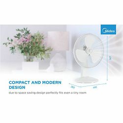 Table fan, 40W, 40cm, 3 speeds, mechanical, noise level: 50-60 dB, Oscillation  80°, Tilting +24° -12°