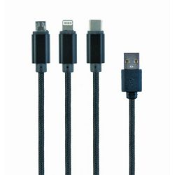 Gembird USB 3-in-1 charging cable, black, 1m