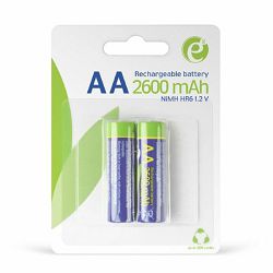 Gembird Ni-MH rechargeable AA batteries, 2600mAh, 2pcs blister pack