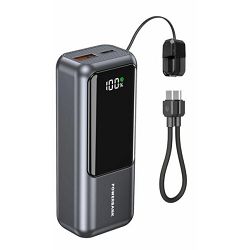 Gembird 20 W Compact fast charging power bank with LCD display, 10000 mAh, spacegrey