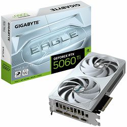 GIGABYTE Video Card NVIDIA GeForce RTX 5060 Ti EAGLE OC ICE 16G (16GB GDDR7/128bit, PCI-E 5.0, 1x 8Pin Power connector, Recommended PSU 650W, 3xDP, 1x HDMI)