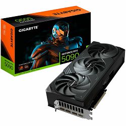 GIGABYTE Video Card NVIDIA GeForce RTX 5090 WINDFORCE OC 32G (32GB GDDR7/512bit, PCI-E 5.0, Recommended PSU 1000W, 16Pin Power connector, 3x DP, 1x HDMI), Black/Grey