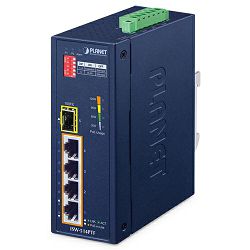 PLANET IP40 4-Port 10/100TX 802.3at PoE + 1-Port 100FX SFP Industrial Fast Ethernet Switch