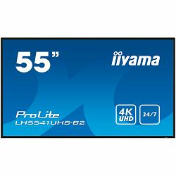 IIYAMA LFD LH5541UHS-B2 55" Professional Digital Signage display with 4K UHD resolution and 24/7 operating time 500 cd/m2  1200:1 8ms landscape, portrait