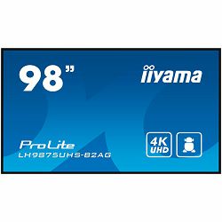 IIYAMA LFD LH9875UHS-B2AG  98" 4K UHD Professional Digital Signage display featuring Android OS, iiSignage2 and OPS PC slot landscape, portrait Android 11 OS, iiSignage2, FailOver, EShare