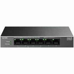 TP-Link LS106LP 6-Port 10/100 Mbps Desktop Switch with 4-Port PoE, 4× 10/100 Mbps PoE Ports, 2× 10/100 Mbps Non-PoE Ports, 802.3af, 41 W PoE Power, Desktop Steel Case, Extend Mode for 250m PoE Transmi