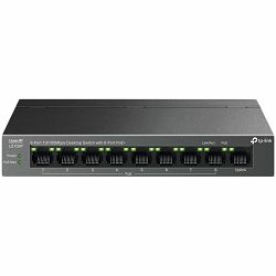 TP-Link LS109P 9-Port 10/100 Mbps Desktop Switch with 8-Port PoE+, 8× 10/100 Mbps PoE+ Ports, 1× 10/100 Mbps Non-PoE Port, 802.3at/af, 63 W PoE Power, Desktop Steel Case, Extend Mode for 250m PoE Tran