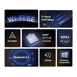 Mercusys AXE5400 Wi-Fi 6E Bluetooth 5.3 PCIe Adapter