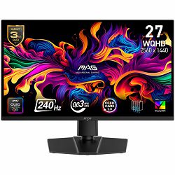MSI MAG 273QP QD-OLED X24 Gaming Monitor, 26.5, QD-OLED, 240Hz WQHD (2560x1440), 0.03ms (GtG), 1000 Nits (HDR), DisplayHDR True Black 400, 2x HDMI, 1x DP,