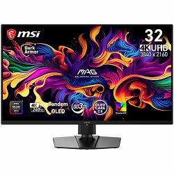 MSI MAG 321UP QD-OLED X24, 31.5", 3840x2160 (UHD), 16:9, 300nits, 240Hz, 0.03ms, NVIDIA G-SYNC, AMD FreeSync Premium Pro, 1x DP 1.4a, 2x HDMI 2.1, 1x USB 2.0 Type-C (DP alt.) w/ 15W PD, VESA