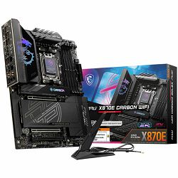MSI MPG X870E CARBON WIFI, ATX, Socket AM5, 4x DDR5 Dual Channel DDR5 up to 8400(OC)MHz, 3x PCIe 3.0 x16 slot, 4x M.2 slot, 9x USB 10Gbps, 2x 10Gbps Type-C, 2x 40Gbps Type-C, HDMI, 7.1 HD Audio, 2.5+5
