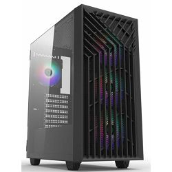 NaviaTec X3 3613BK Gaming case with 4x ARGB Fans, Real Glass Side