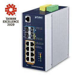 Planet Industrial L3 8-Port 10 100 1000T 802.3bt PoE 2-Port 1G 2.5G SFP 2-Port 10G SFP Managed Ethernet Switch