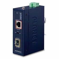 Planet Industrial Compact 100 1000-base Open Slot SFP to 1GbE RJ45 802.at PoE Media Converter (-40 to 75 C)