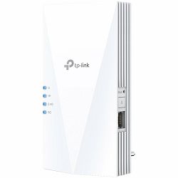 TP-Link RE500X AX1500 Wi-Fi 6 Range Extender, 300 Mbps at 2.4 GHz + 1201 Mbps at 5 GHz, 2 × Internal Antennas, 1 × Gigabit Port, Broadcom 1.5GHz Tri-Core CPU, 1024 QAM, Wall Plugged, Tether App, WPS, 