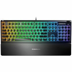 SteelSeries I Apex 3 US I Gaming Keyboard / IP32 water resistant gaming keyboard / Customizable 10-zone RGB / Whisper quiet switches / Multimedia controls / Magnetic wrist rest / RGB / US Layout I Bla