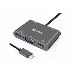 Sandberg USB-C Dock 2xHDMI 1xVGA USB PD