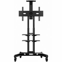 ONKRON Mobile TV Stand for 40-70” TVs with Wheels Shelves Height Adjustable Rolling TV Cart, Black