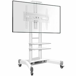 ONKRON Mobile TV Stand for 40-70” TVs with Wheels Shelves Height Adjustable Rolling TV Cart, White